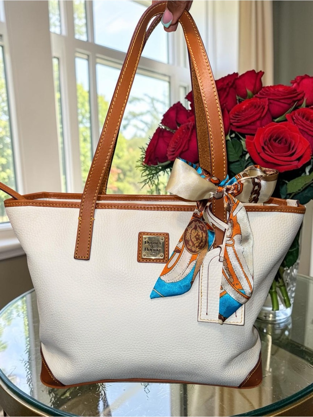 Dooney & Bourke Pebble Grain Bone White Charleston tote EUC